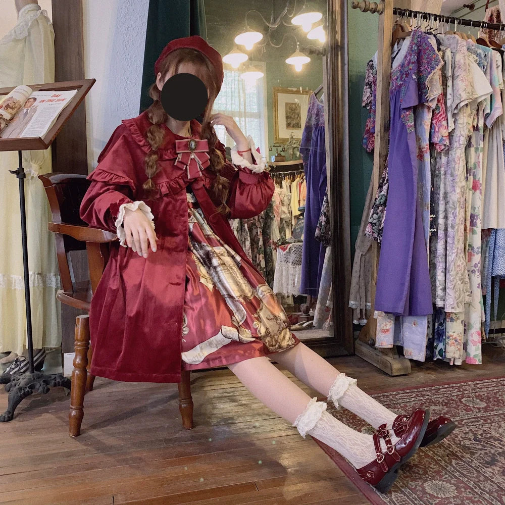 Dark Star Island - Winter Lolita Cape Velvet Antique Lolita Coat