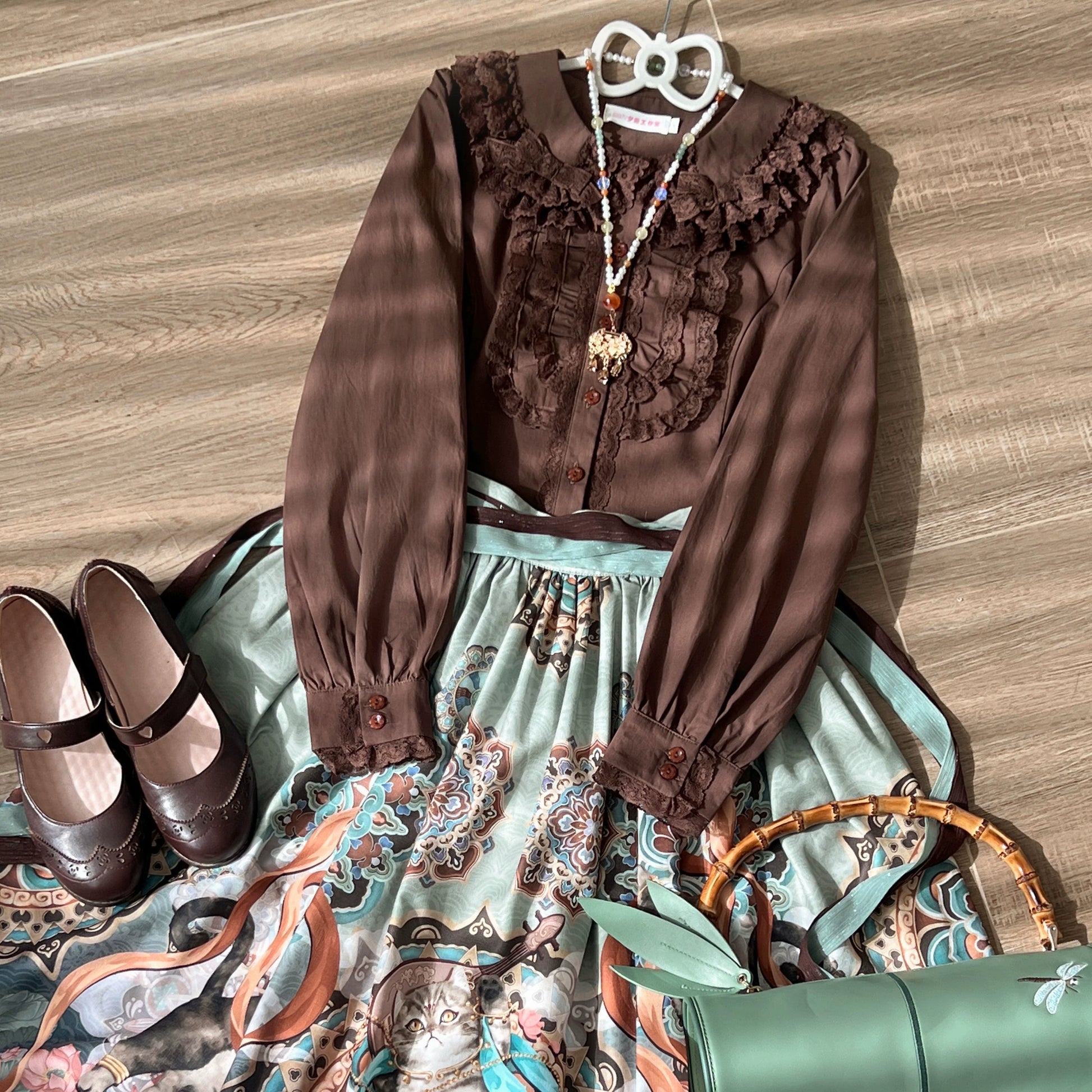 MIST - Half Sugar Milk Cake - Kawaii Lolita Blouse Peter-pan Collar and Puffy Sleeve Shirt