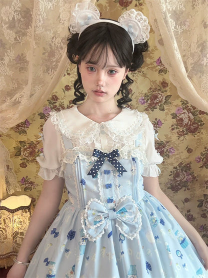 To Alice - Dear Dolls - Kawaii Lolita JSK Dress, Bear & Bunny Print