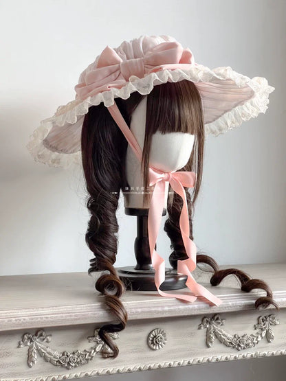 MAID - Vintage Lolita Hat Striped Lace Hat