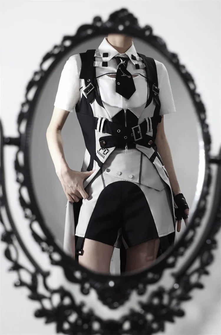 Letters from Unknown Star - Sky Core Record - Ouji Lolita Shorts Suits Short Sleeve Dress Set