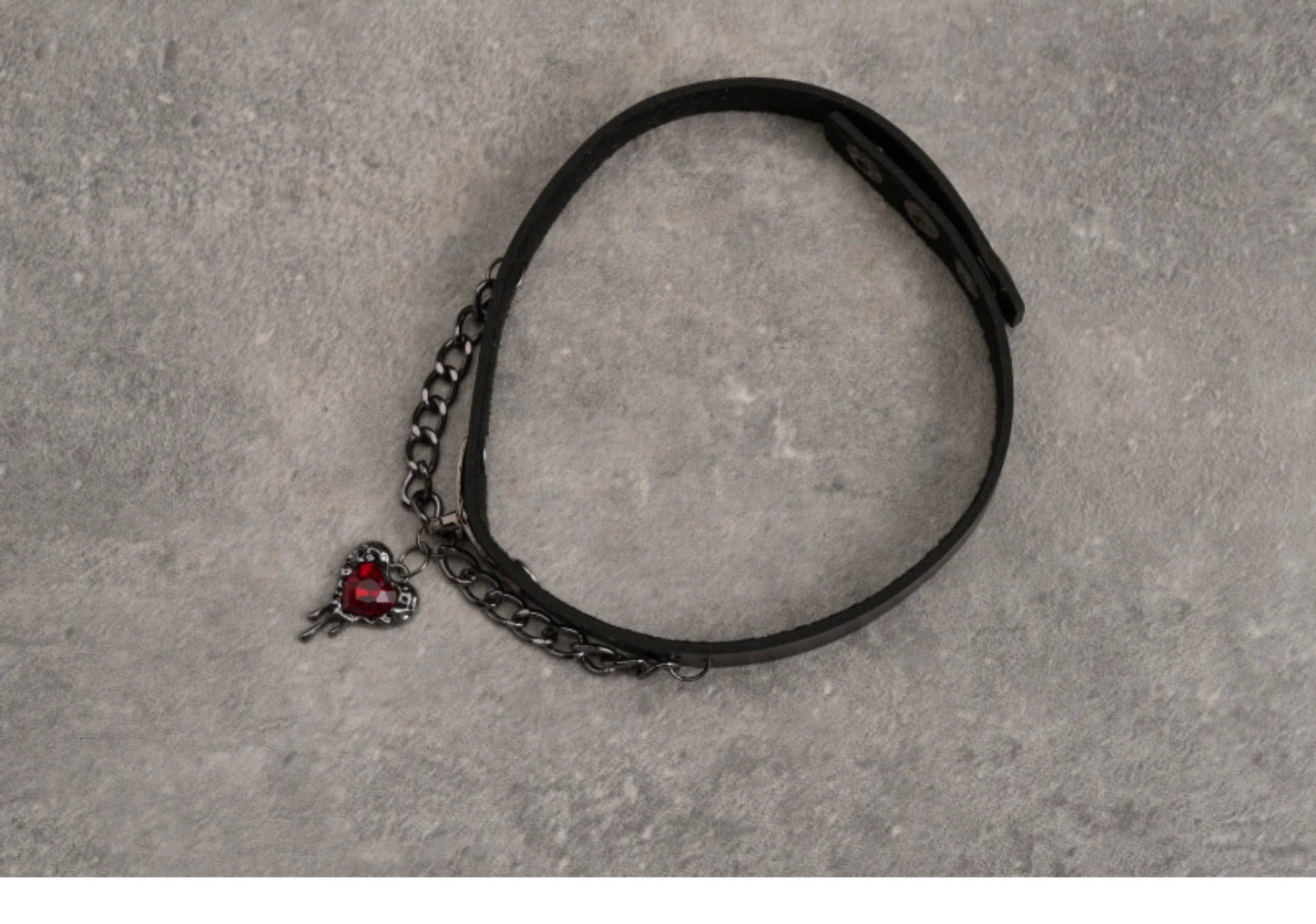 Strange Sugar - Gothic Lolita Choker Faux Leather Heart Pendant Necklace
