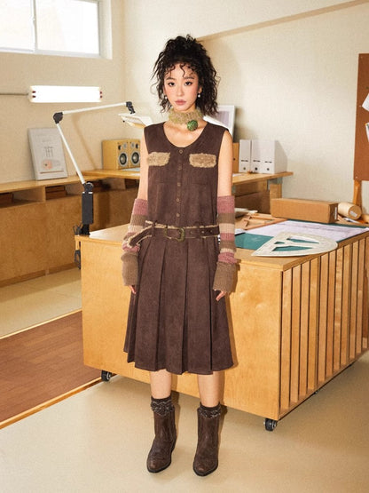 Belted suede skirt【s0000010358】