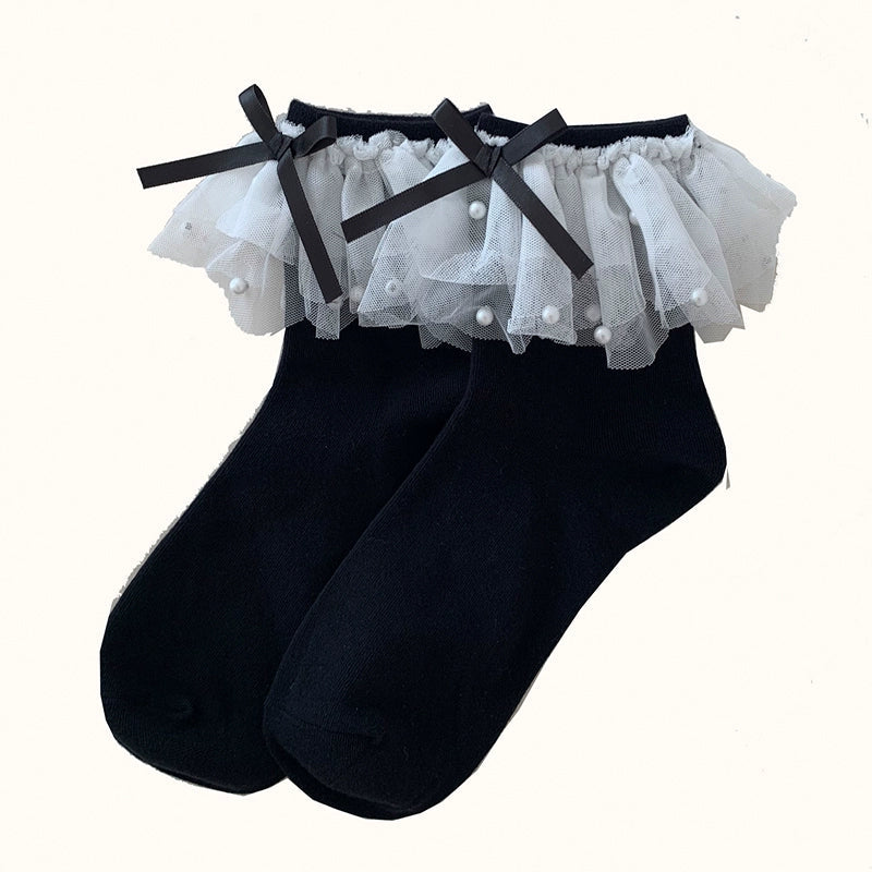 Roji Roji - Sweet Lolia Socks Mid-tube Cotton Lolita Lace Bow Socks