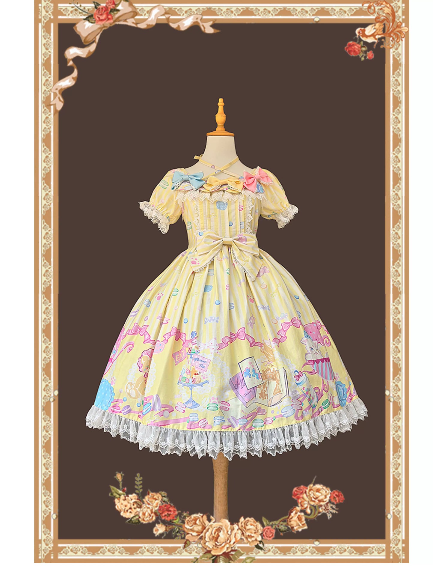 Infanta - Macaron Dolly House - Sweet Lolita OP Printed Dress, Side Zipper