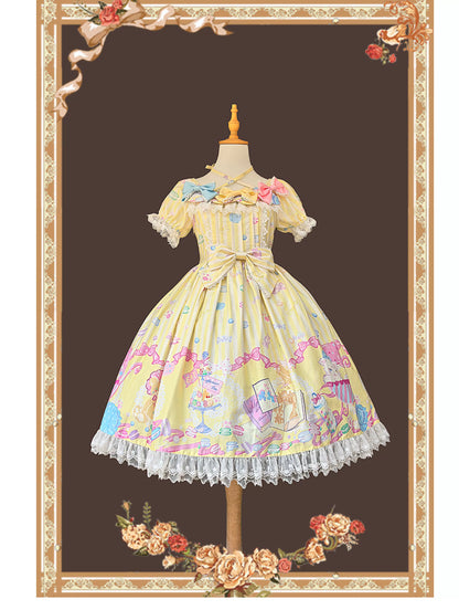Infanta - Macaron Dolly House - Sweet Lolita OP Printed Dress, Side Zipper