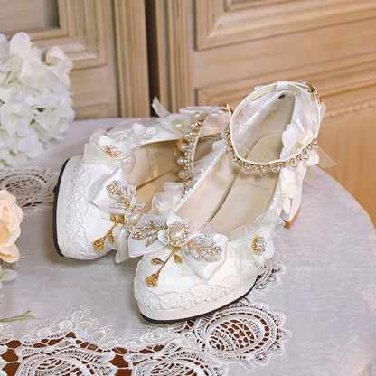 One Night - Wedding Lolita Floral Pointed Toe Heels