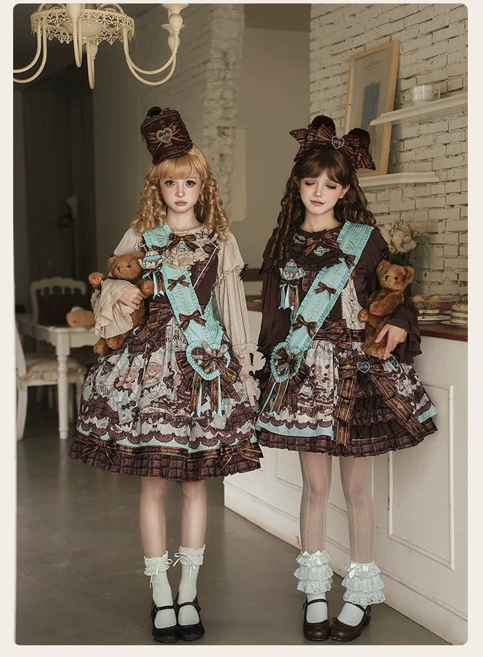 Alice Girl - Bear Chocolate Bar - Kawaii Lolita JSK & Salopette Dress