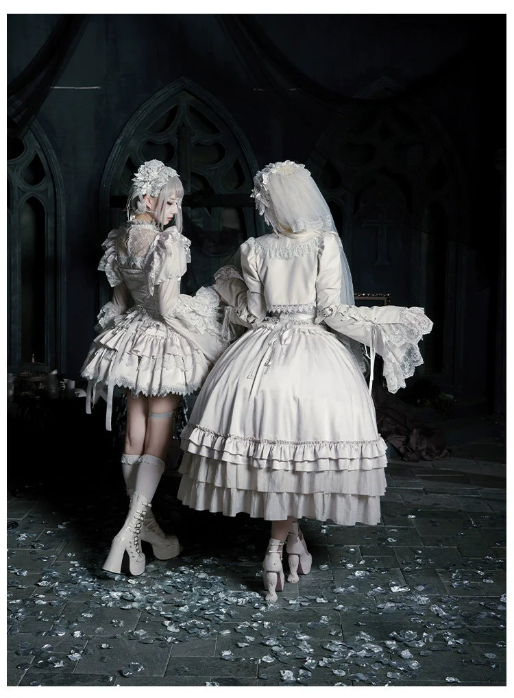 With PUJI - Letter and Poetry ﾂｷ Humanoid Robot - Silver Gothic Lolita Mermaid Skirt Set