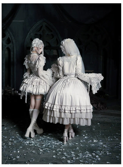 With PUJI - Letter and Poetry ﾂｷ Humanoid Robot - Silver Gothic Lolita Mermaid Skirt Set