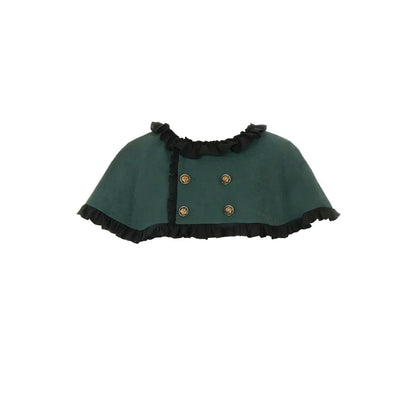 With PUJI - College of Potions - Elegantt Lolita OP Dress Black and Green Dress with Cape