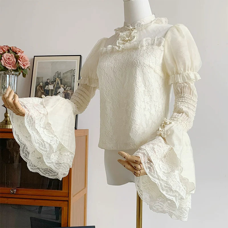 With PUJI - Moon Gauze - Qi Lolita Blouse Chinese Style Shirt