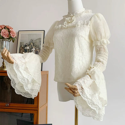 With PUJI - Moon Gauze - Qi Lolita Blouse Chinese Style Shirt