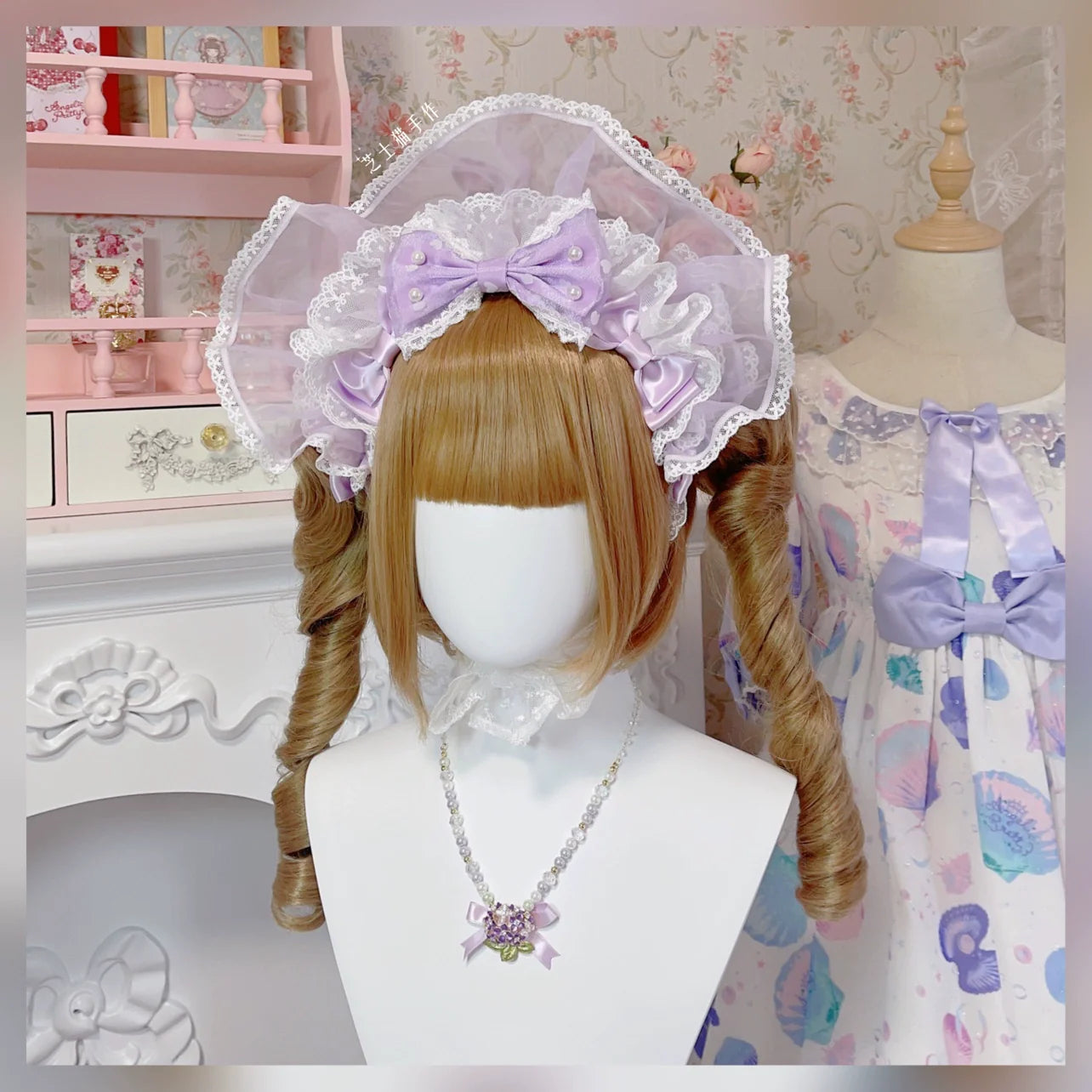 CheeseCat - Sweet Lolita Bonnet Organza Bow Headdress