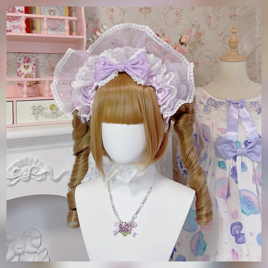 CheeseCat - Sweet Lolita Bonnet Organza Bow Headdress