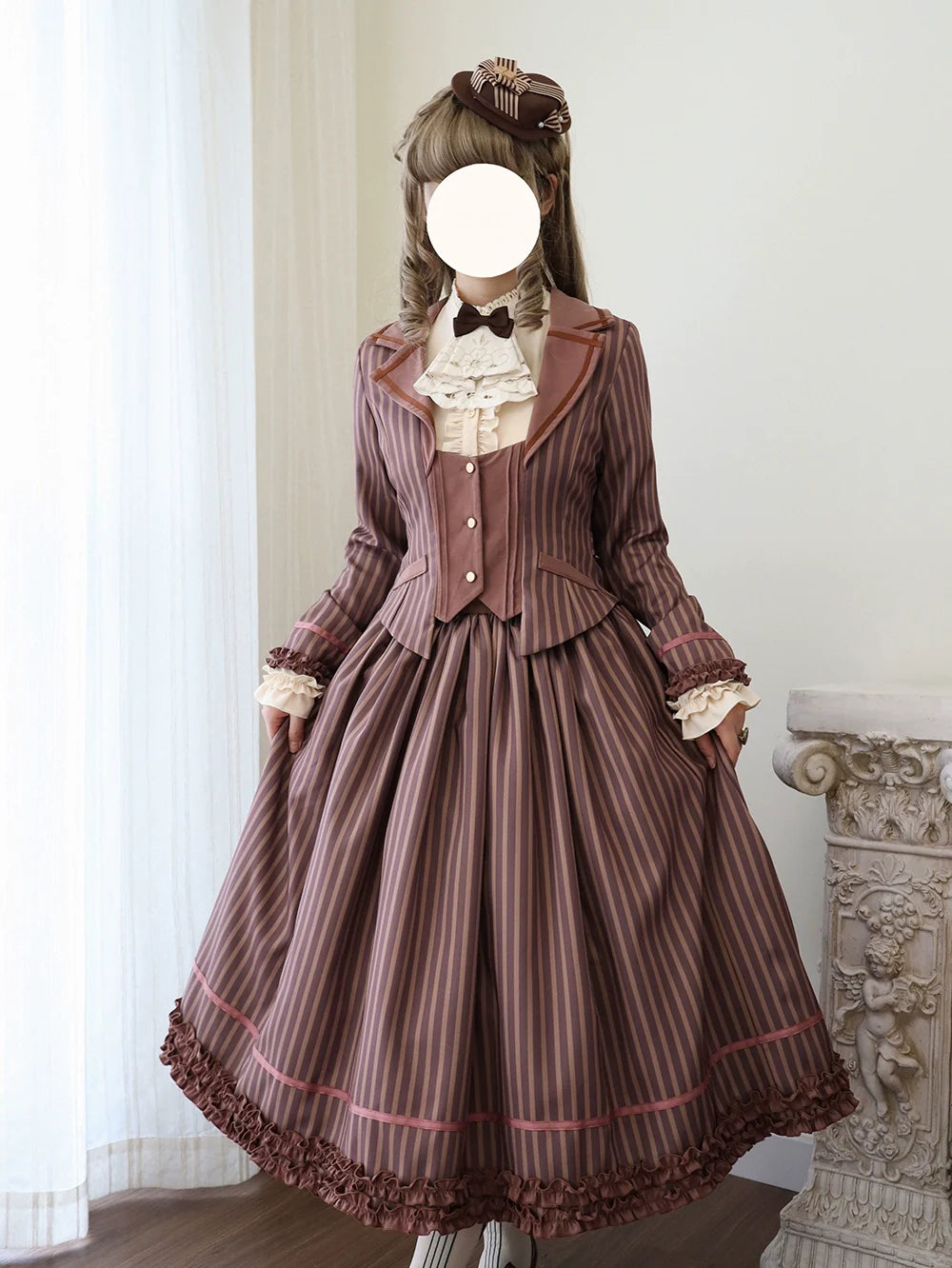 Miss Point - Classical Chocolate - Classic Lolita Skirt Elegant Striped SK