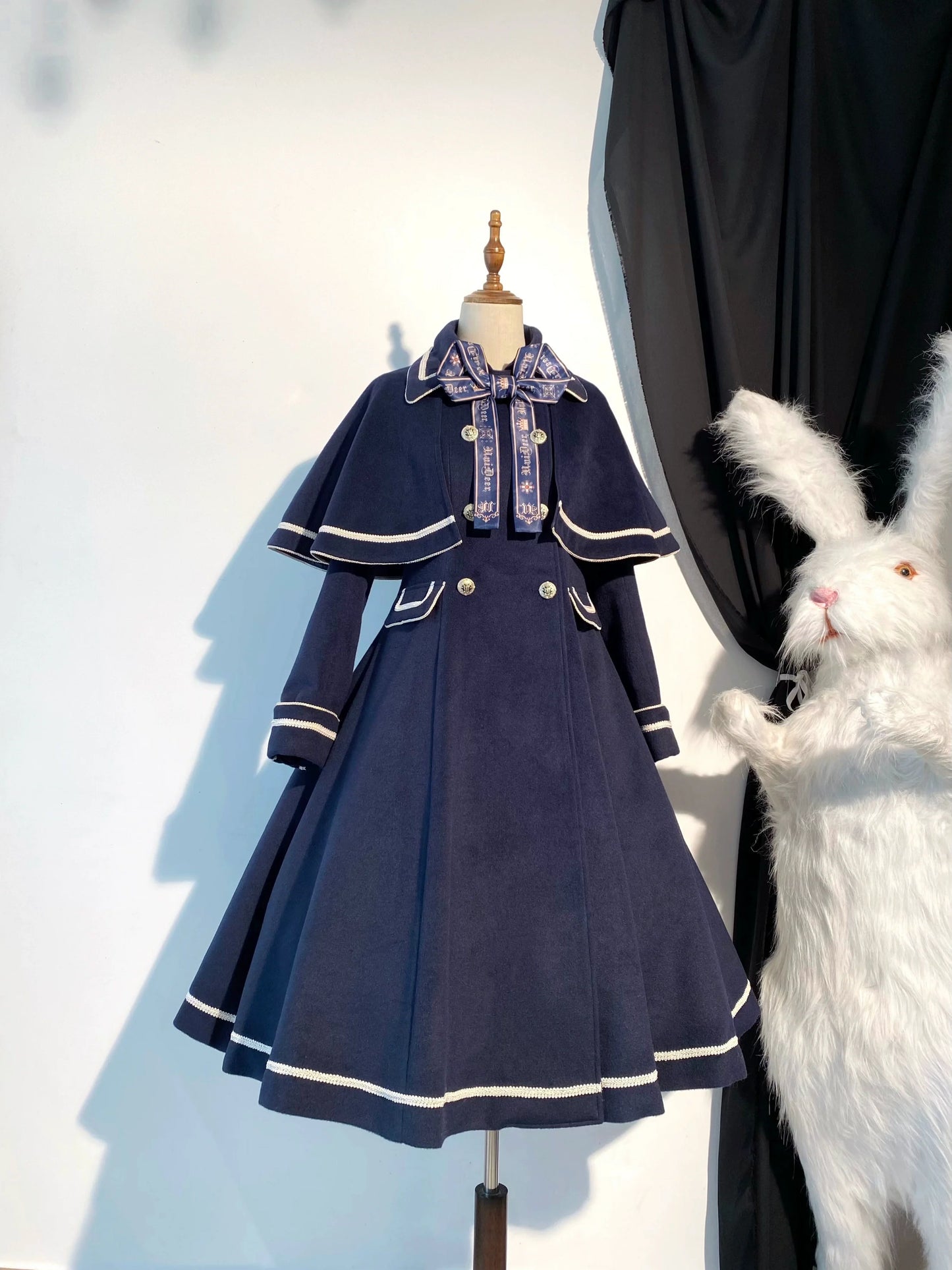 Unideer - Galaxy Traveler - Classic School Lolita Overcoat with Detachable Cape and Bow