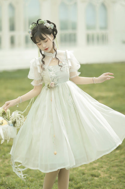 Cornfield Lolita - Wind Singing Lily - Qi Lolita Embroidered Dress Suit