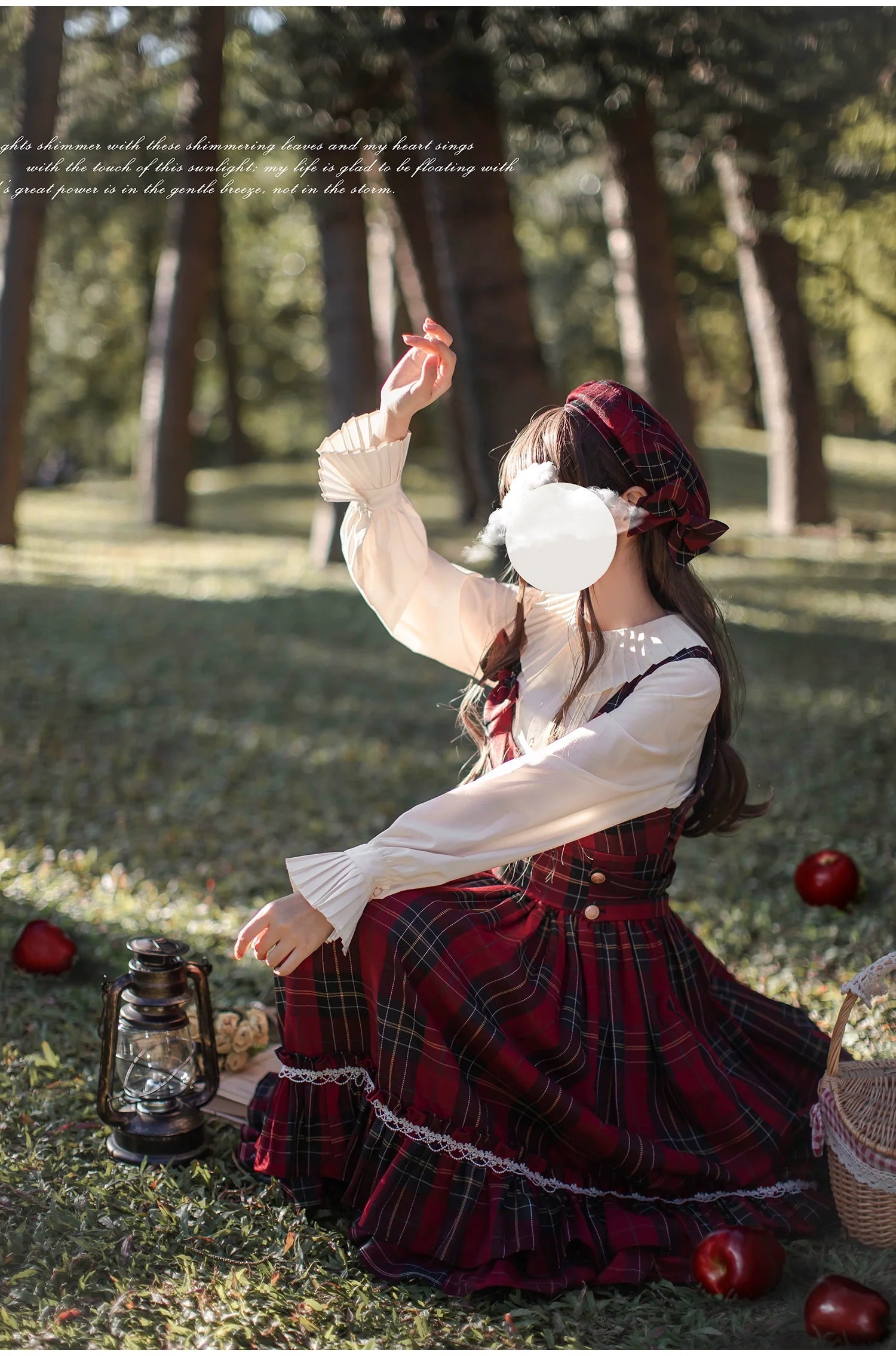 HuTaoMuJK - Little Red Riding Hood - Vintage Lolita Cape & JSK Dress Set