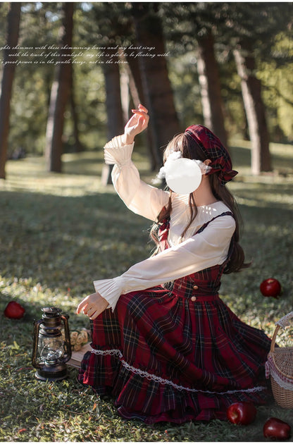 HuTaoMuJK - Little Red Riding Hood - Vintage Lolita Cape & JSK Dress Set