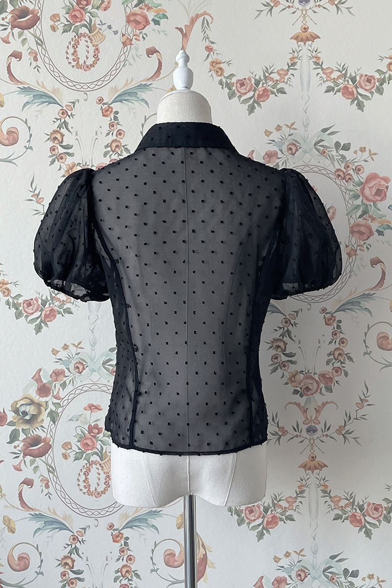Alice Girl - Gothic Lolita Blouse Short Sleeve Black Shirt