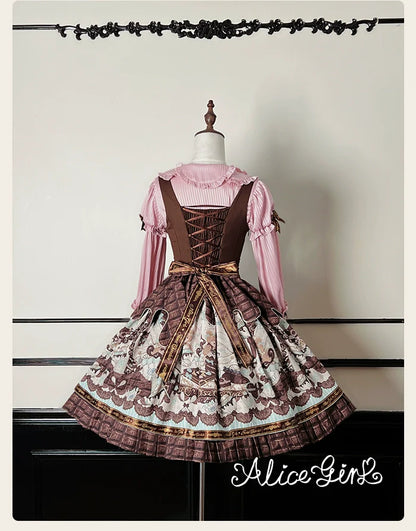 Alice Girl - Bear Chocolate Bar - Kawaii Lolita JSK & Salopette Dress