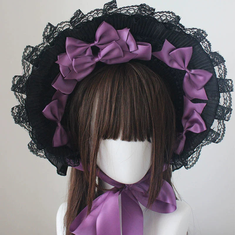 Deer Girl - Gothic Lolita Handmade Bonnet with Bows and Beads
