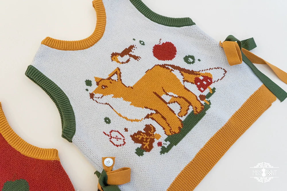 Miss Point - Chubby Fox in the Forest - Kawaii Lolita Vest Customized Lolita Sweater