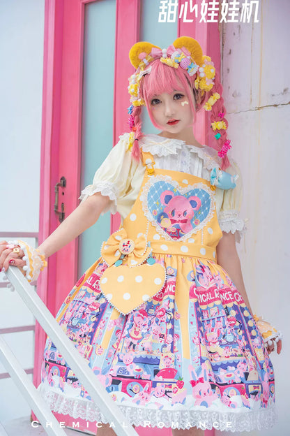 Chemical Romance - Sweetheart Doll Machine - Sweet Lolita Printed Salopette