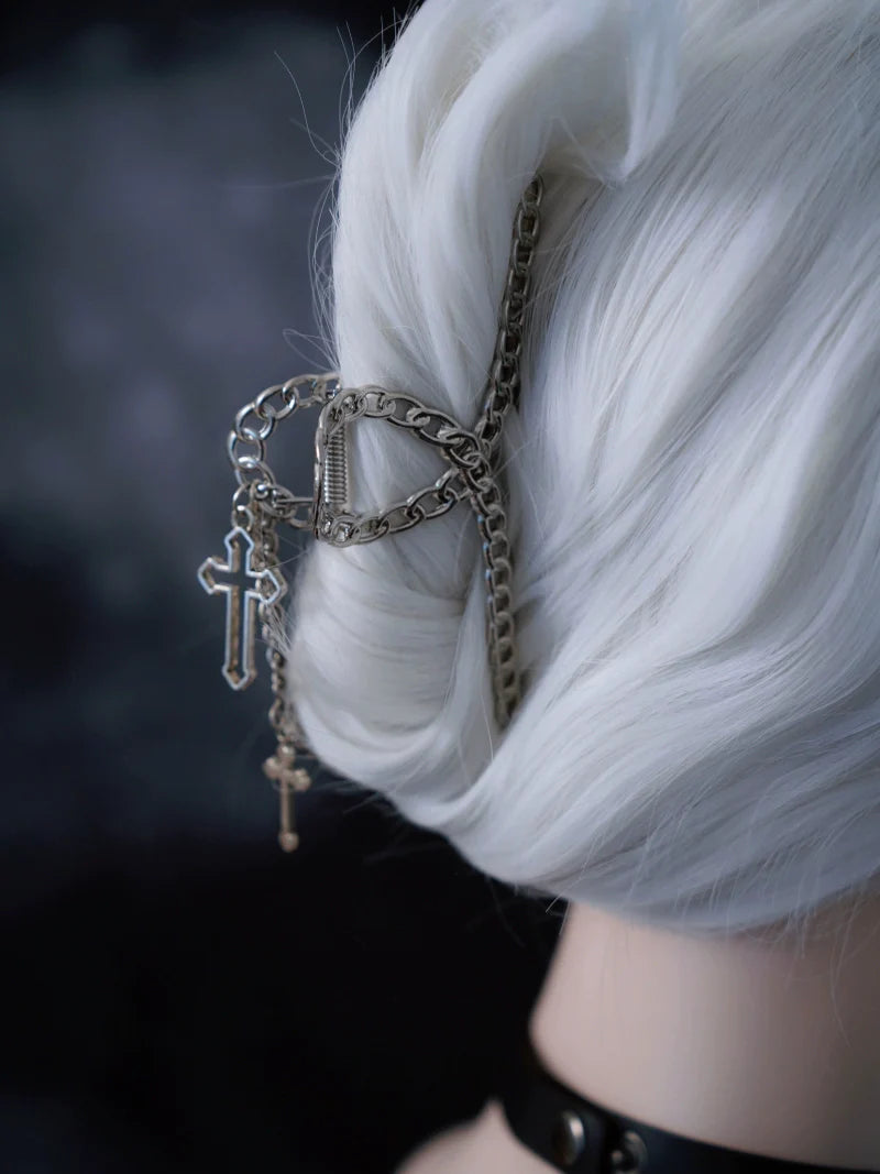 Strange Sugar - Gothic Lolita Hair Clip Alloy Bow Cross Lolita Claw Clip Accessories