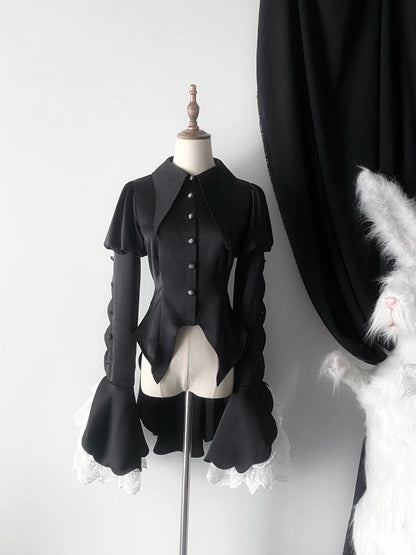 Maiden Portal - Heir Poem - Ouji Lolita Hime Sleeve Shirt, Trailing Hem