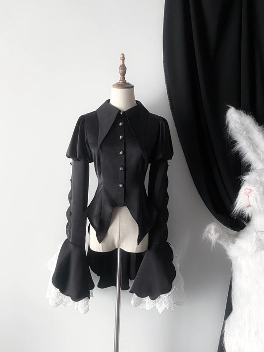 Maiden Portal - Heir Poem - Ouji Lolita Hime Sleeve Shirt, Trailing Hem