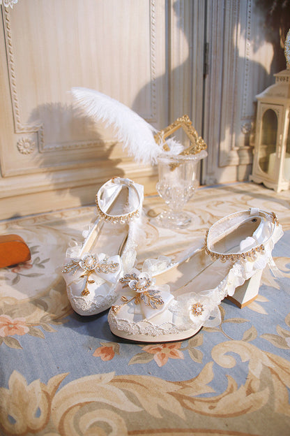 One Night - Wedding Lolita Floral Pointed Toe Heels