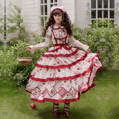 With PUJI - Apple Orchard - Country Lolita SK Embroidered Twins Lolita Top Skirt