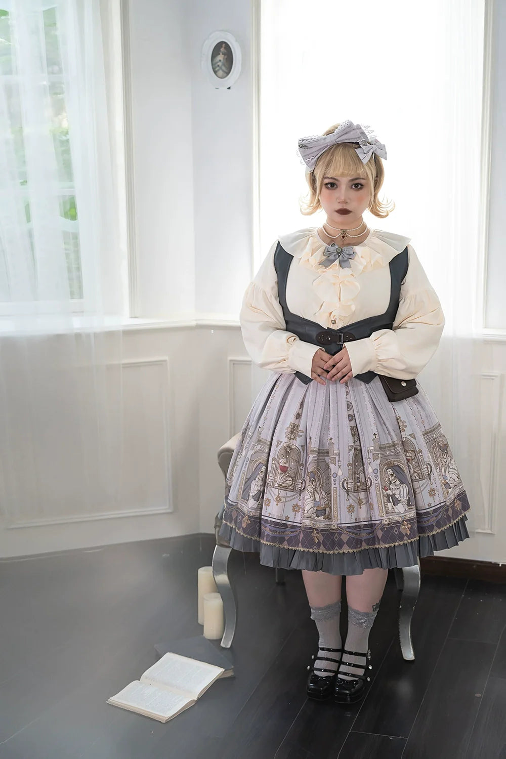 Miss Point - Demon Hunting Notes - Gothic Lolita Cross Print Short Skirt