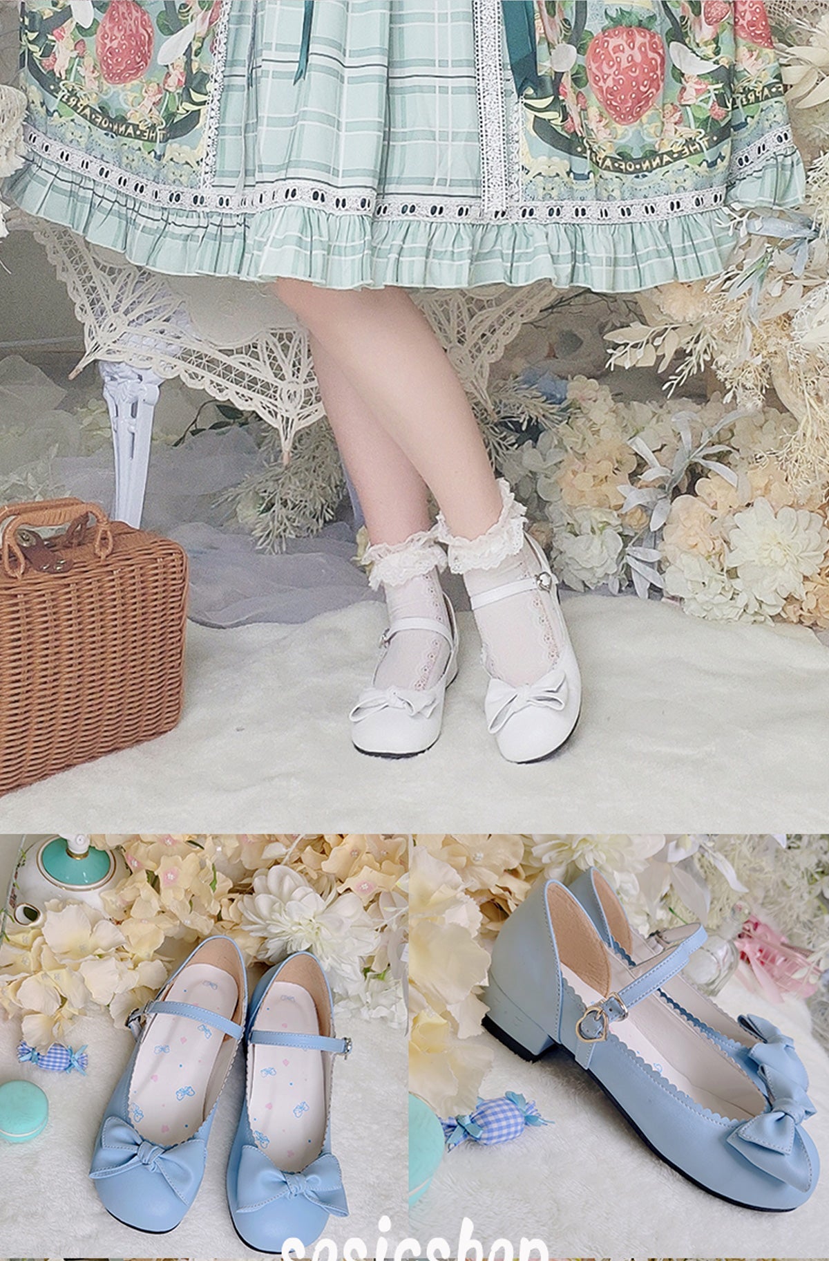 Sosic - Kawaii Lolita Bow Falt Shoes
