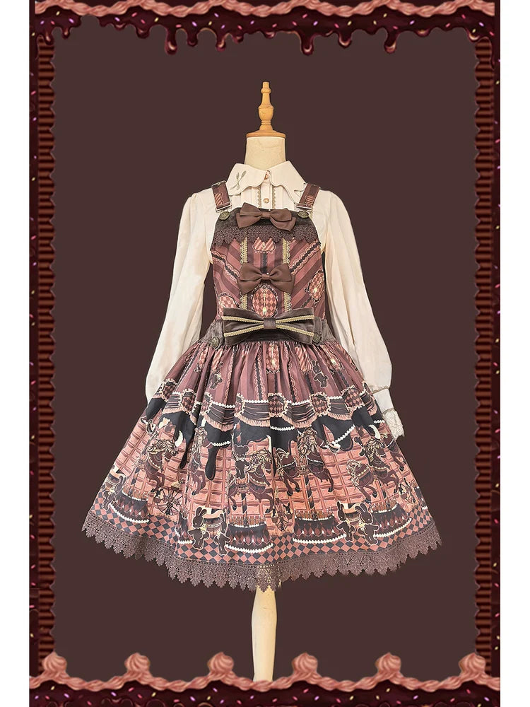 Infanta - Chocolate Carousel - Kawaii Lolita Salopette Dress Set