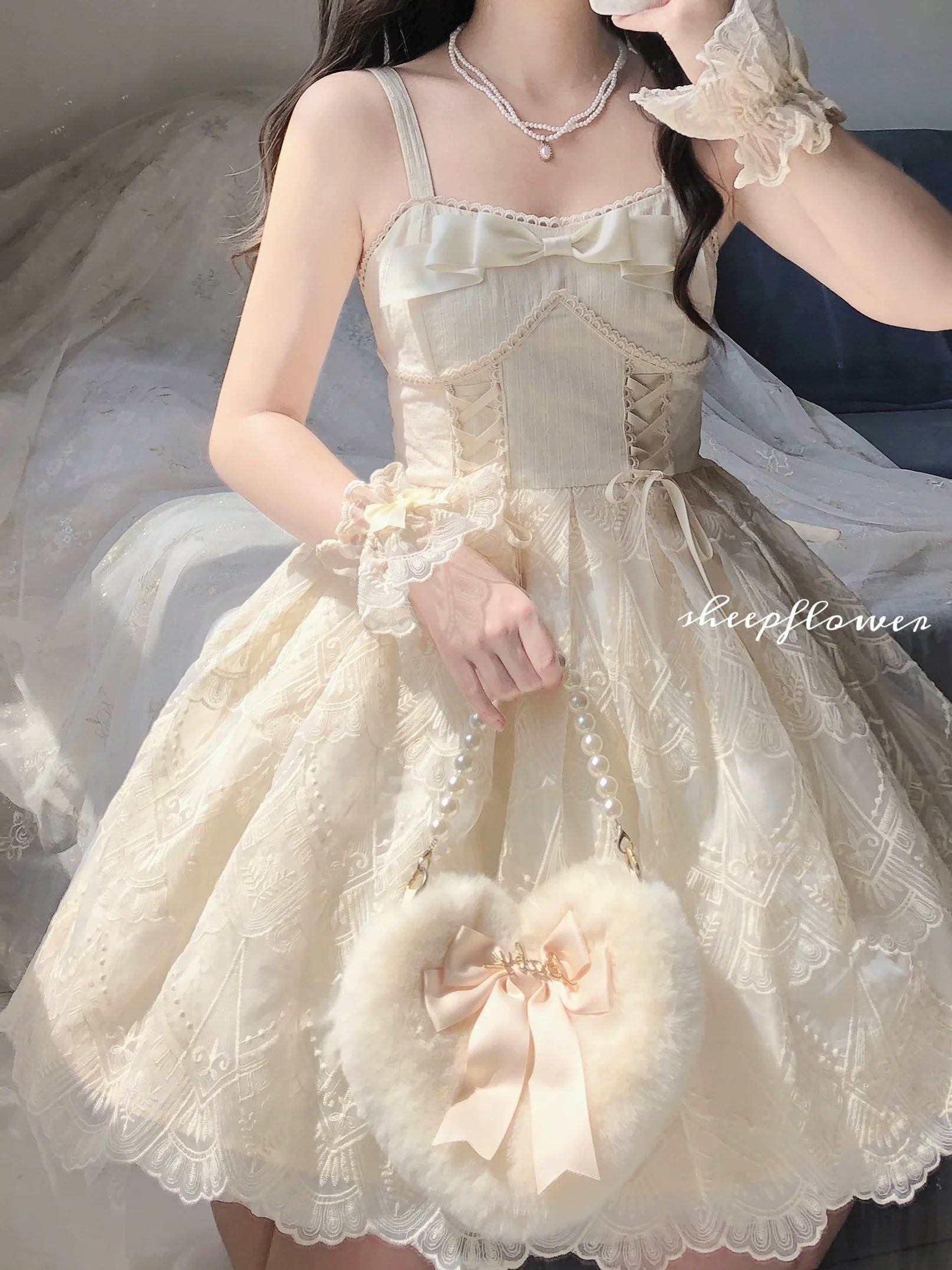 Uncle's Workshop - White Wave Tide - Sweet Lolita JSK Dress Solid Color Dress