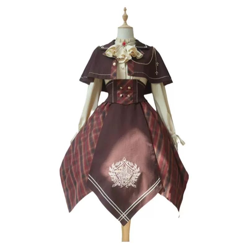 Forest Fluorescent Carps - Queen's Game - Military Lolita OP, Ouji Plaid Lolita Dress Set