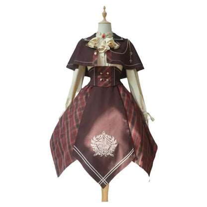 Forest Fluorescent Carps - Queen's Game - Military Lolita OP, Ouji Plaid Lolita Dress Set