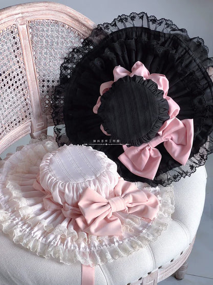 MAID - Vintage Lolita Hat Striped Lace Hat