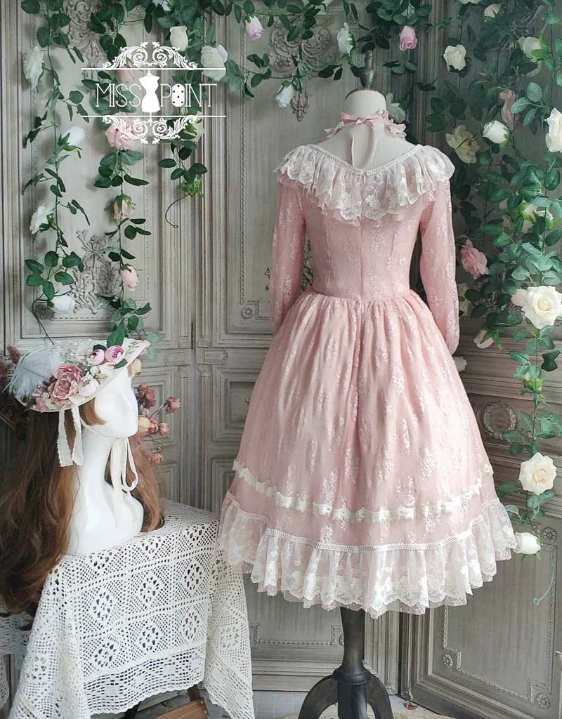 Miss Point - Dawn Girl - Reto Elegant lolita OP Dress Lace Long Sleeve