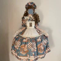 Babyblue - Gretel Bear - Vintage Lolita Dress Teddy Bear Prints Dress