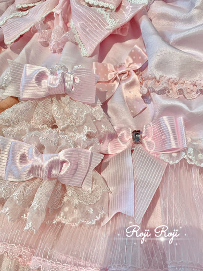 Roji Roji - Sweet Lolita Lace Bow Cuffs, Elastic Wrist