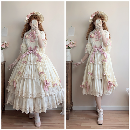 Miss Point - Lilyka Garden - Classic Lolita OP Dress Set Elegant Floral Wall Princess Sleeve