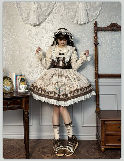 Alice Girl - Sea Salt Fairytale - Sweet Lolita JSK Doll-like Lolita Printed Dress