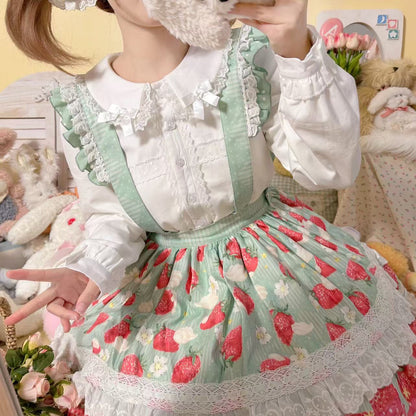 MIST - Grace Deer - Sweet Lolita Blouse with Peter Pan Collar and Long Sleeves
