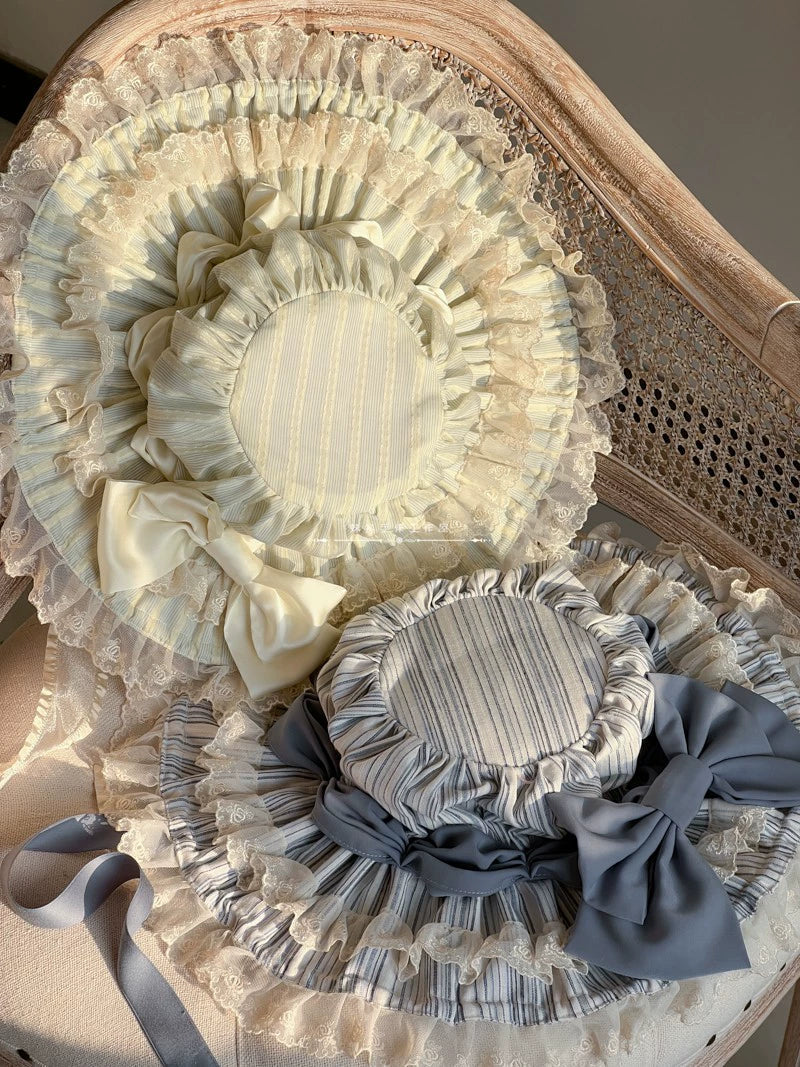 MAID - Vintage Lolita Hat Striped Lace Hat