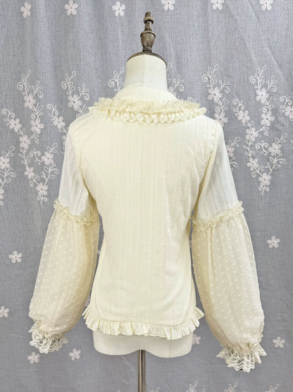 DMFS Lolita - Spiral Candy - Sweet Lolita Long Sleeve Cotton Shirt, Lace Accents
