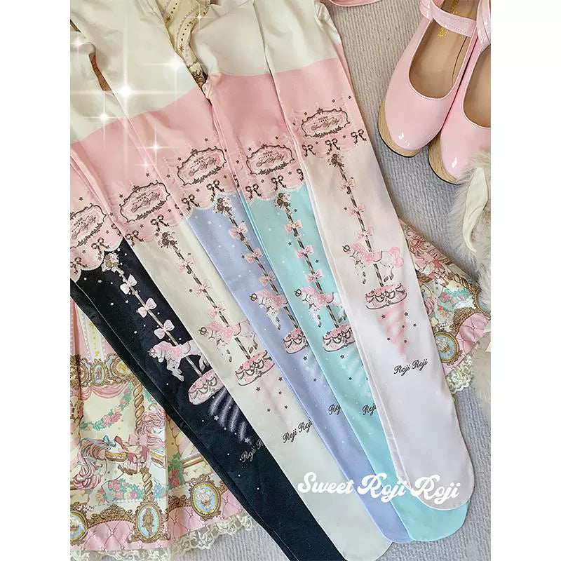 Roji Roji - Sweet Lolita Tights Velvet Printed Lolita Pantyhose